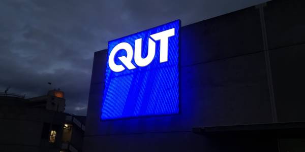 QUT brisbane illuminated sign