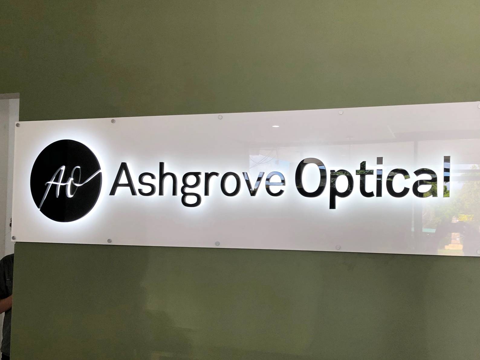 Ashgrove Optical 3D Printed Halo Illuminated Sign