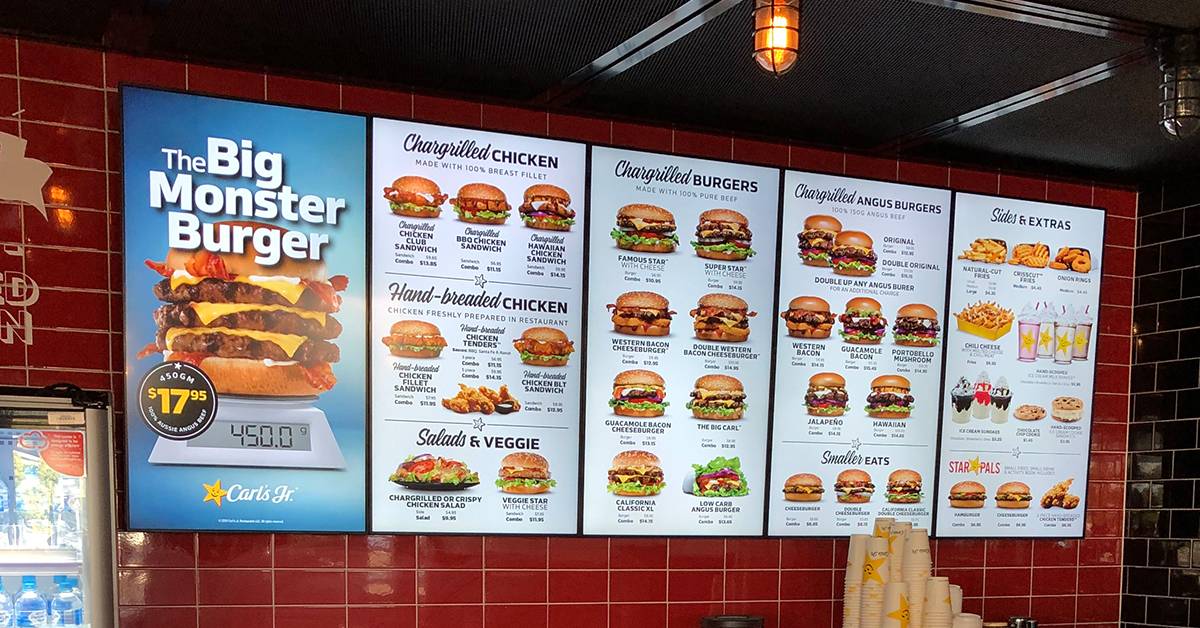 Carl's Jr QSR Digital Menu Boards