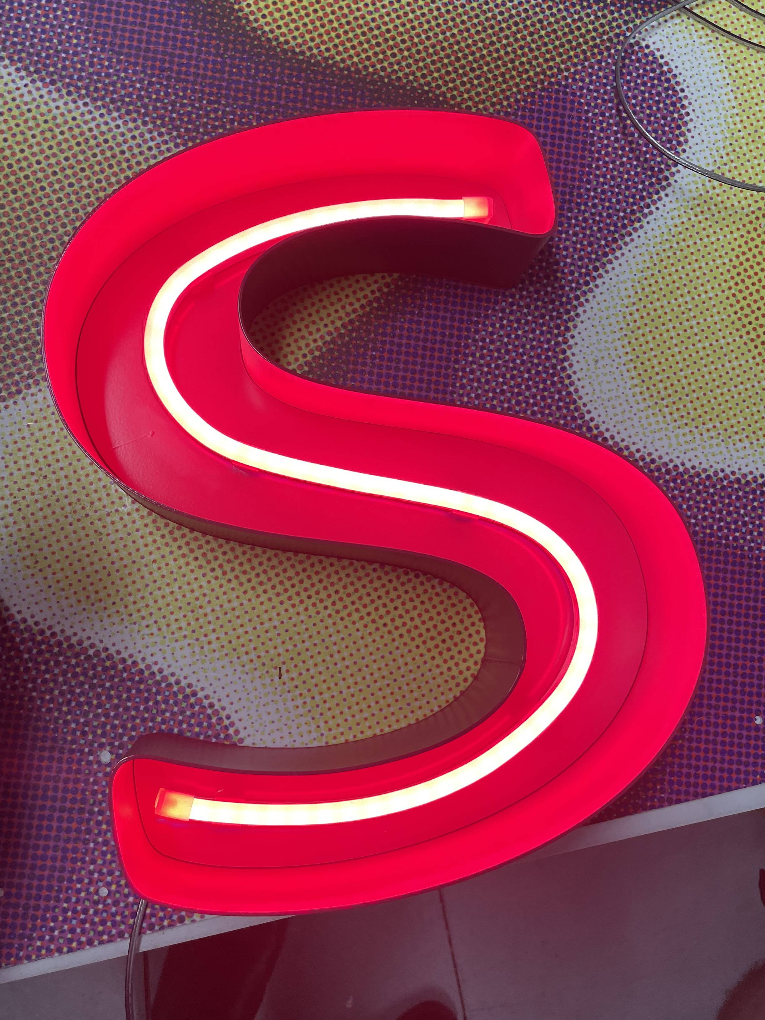 Cosmetics Plus 3D printed letter with LED rope light 