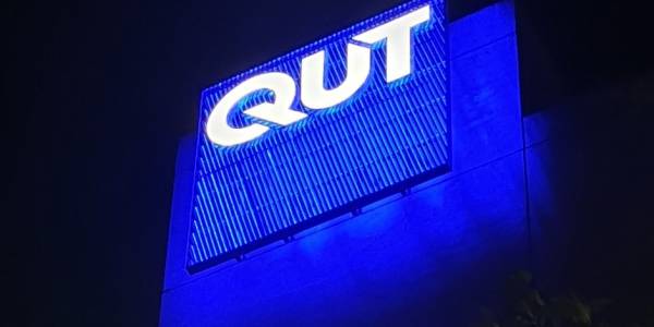 QUT brisbane illuminated sign